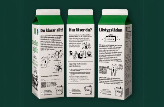 Garant dyslexiinitiativ på mejeriförpackningar med informativ text